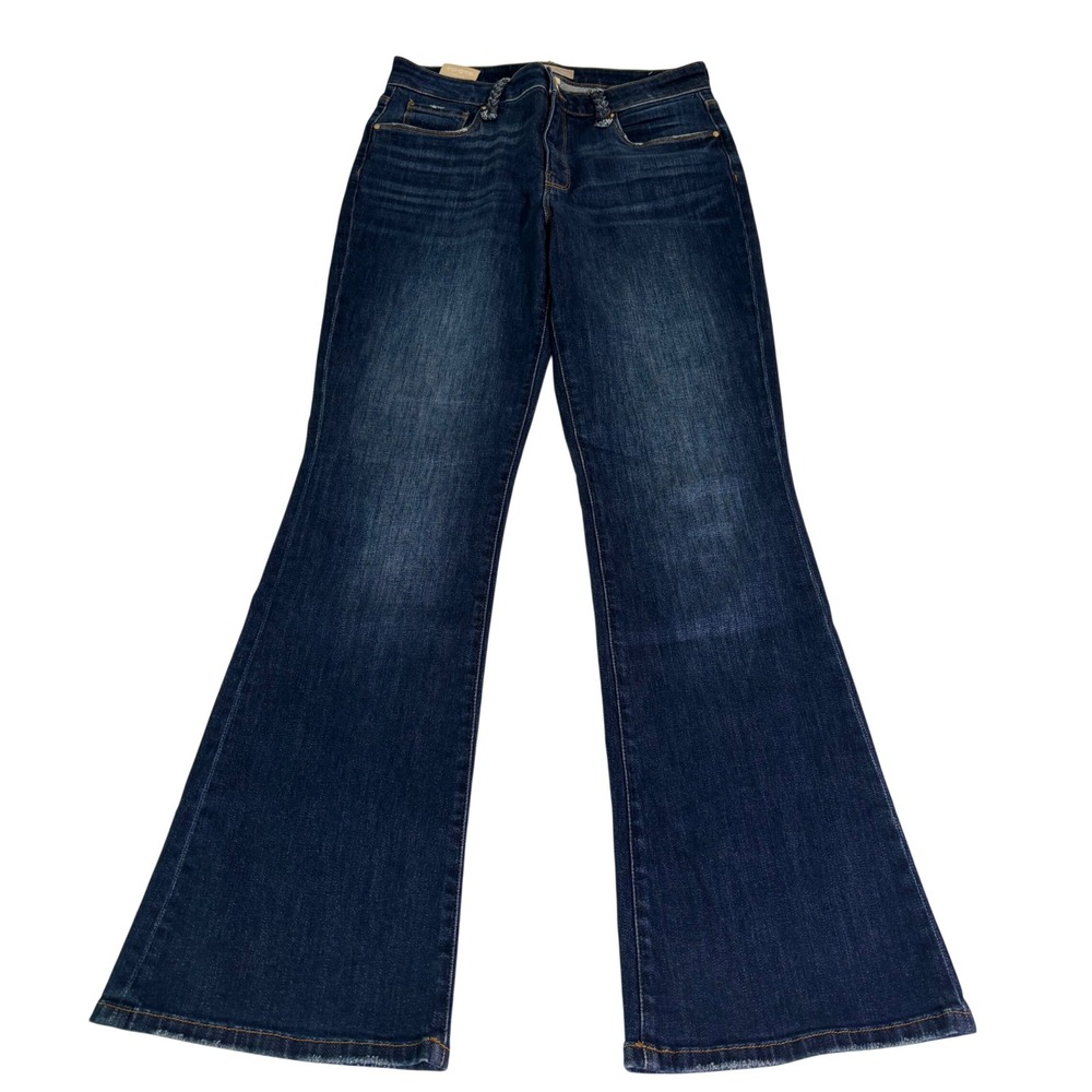 KUT from the Kloth Ana High Rise Fab Ab Flare Jeans Blue Dark Wash 6 Distressed